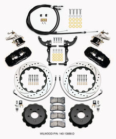 Wilwood AERO4 / MC4 Rear Kit 14.00 Drilled 15-23 Mustang w/Lines & Cables