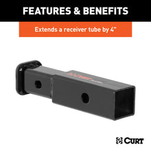 Cargar imagen en el visor de la galería, Curt Receiver Tube Adapter (2in to 1-1/4in Shank 3500lbs GTW 4in Length)