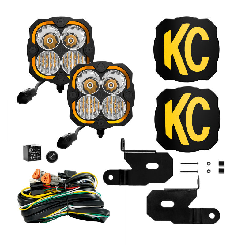 KC HiLiTES 18-23 Jeep JL/JT/4xe FLEX ERA 4 2-Light Sys Pillar Mount (80W Combo Beam)