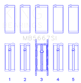King Engine Bearings Mini W10B16A/W11B16A Silicon Bi-Metal Aluminum Main Bearing Set - Size +0.25mm