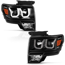 Cargar imagen en el visor de la galería, ANZO 2009-2014 Ford F-150 Projector Headlights w/ U-Bar Black