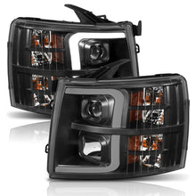 Cargar imagen en el visor de la galería, ANZO 07-13 Chevrolet Silverado 1500 Plank Style Projector Headlights Black w/ Amber