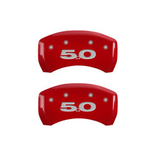 Cargar imagen en el visor de la galería, MGP 4 Caliper Covers Engraved Front Mustang Engraved Rear 50 Red finish silver ch