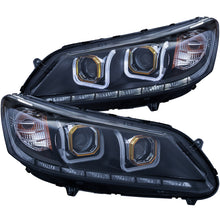 Cargar imagen en el visor de la galería, ANZO 2013-2015 Honda Accord (4dr ONLY) Projector Headlights w/ U-Bar Black