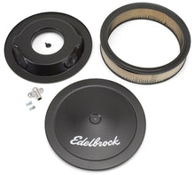 Cargar imagen en el visor de la galería, Edelbrock Air Cleaner Pro-Flo Series Round Steel Top Paper Element 14In Dia X 3 75In Dropped Base