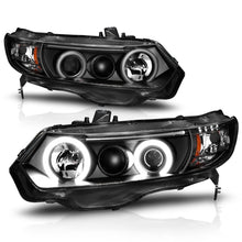 Cargar imagen en el visor de la galería, ANZO 2006-2011 Honda Civic Projector Headlights w/ Halo Black (CCFL)