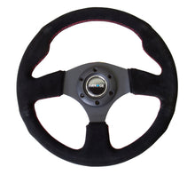 Cargar imagen en el visor de la galería, NRG Reinforced Steering Wheel (320mm) Suede w/Red Stitch