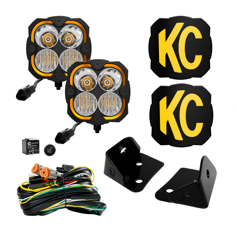 KC HiLiTES Jeep JK FLEX ERA 4 2-Light Sys Pillar Mount (80W Combo Beam)