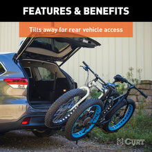 Cargar imagen en el visor de la galería, Curt Tray-Style Hitch-Mounted Bike Rack (2 Bikes 1-1/4in or 2in Shank)