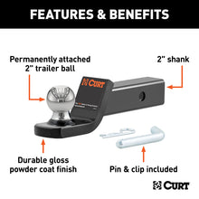 Cargar imagen en el visor de la galería, Curt Fusion Ball Mount w/2in Ball (2in Shank 7500lbs 2in Drop)