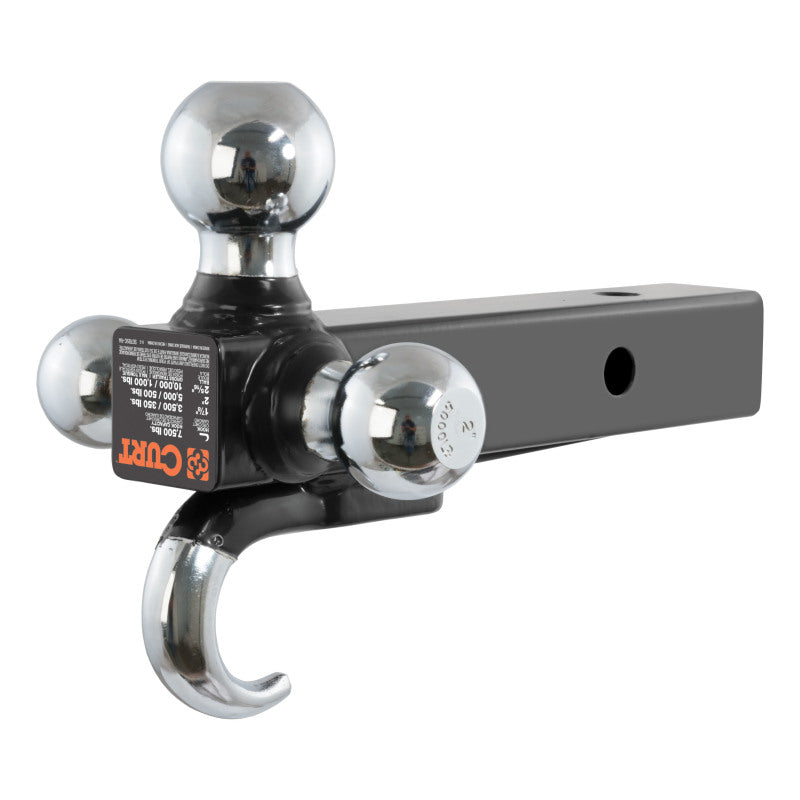 Curt Multi-Ball Mount w/Hook (2in Solid Shank 1-7/8in 2in & 2-5/16in Chrome Balls)