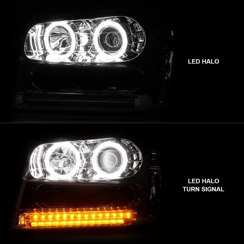 ANZO 2002-2009 Chevrolet Trailblazer Projector Headlights w/ Halo Chrome