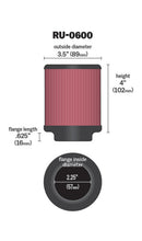 Cargar imagen en el visor de la galería, K&amp;N Filter Universal Rubber Filter 2 1/4 inch Flange 3 1/2 inch OD 4 inch Height