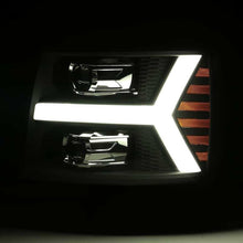 Cargar imagen en el visor de la galería, AlphaRex 07-13 Chevy 1500 LUXX LED Proj Headlights Plank Style Jet Blk w/ Activ Light/Seq Signal/DRL