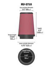 Cargar imagen en el visor de la galería, K&amp;N Universal Rubber Filter Round Tprd 3.313in Flange ID x 4.75in Base OD x 3.5in Top OD x 6.5in H