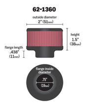 Cargar imagen en el visor de la galería, K&amp;N 3/4 inch ID 2 inch OD 1.5 inch H Clamp On Crankcase Vent Filter