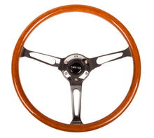 Cargar imagen en el visor de la galería, NRG Reinforced Steering Wheel (360mm) Classic Wood Grain w/Chrome Cutout 3-Spoke Center