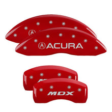 Cargar imagen en el visor de la galería, MGP 4 Caliper Covers Engraved Front Acura Engraved Rear MDX Red finish silver ch