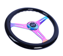 Cargar imagen en el visor de la galería, NRG Classic Wood Grain Steering Wheel (350mm) Black Paint Grip w/Neochrome 3-Spoke Center