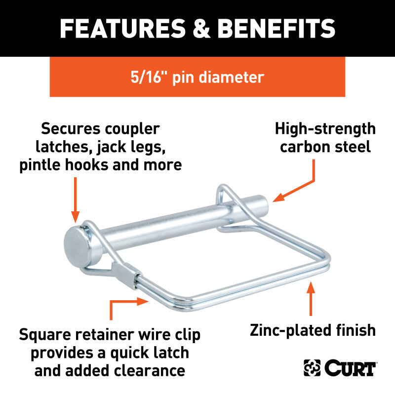 Curt 5/16in Safety Pin (3in Pin Length Packaged)