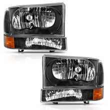 Cargar imagen en el visor de la galería, ANZO 2000-2004 Ford Excursion Crystal Headlight w/ Corner Light Black Amber (w/o Bulb)