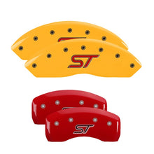 Cargar imagen en el visor de la galería, MGP 4 Caliper Covers Engraved Front &amp; Rear ST Logo Red Finish Silver Char 2021 Ford Explorer