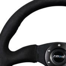 Cargar imagen en el visor de la galería, NRG Reinforced Steering Wheel (350mm / 2.5in. Deep)Blk Alcantara Comfort Grip w/4mm Matte Blk Spokes