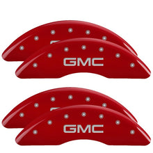 Cargar imagen en el visor de la galería, MGP 4 Caliper Covers Engraved Front &amp; Rear GMC Red finish silver ch