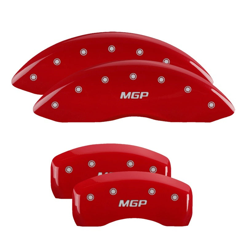 MGP 4 Caliper Covers Engraved Front & Rear MGP Red Power Coat Finish Silver Characters - Honda