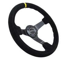 Cargar imagen en el visor de la galería, NRG Reinforced Steering Wheel (350mm / 3in. Deep) Blk Suede/X-Stitch w/5mm Blk Spoke &amp; Yellow CM