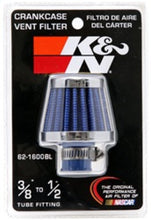 Cargar imagen en el visor de la galería, K&amp;N 2in Base OD x .375in Flange ID x 1.75in H Rubber Base Crankcase Vent Filter - Blue