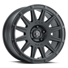 Load image into Gallery viewer, ICON Ricochet 17x8 5x4.5 38mm Offset 6in BS Satin Black Wheel