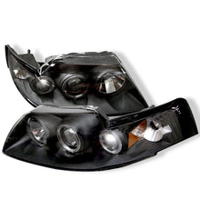 Cargar imagen en el visor de la galería, Spyder Ford Mustang 99-04 Projector Headlights LED Halo Black High H1 Low H1 PRO-YD-FM99-1PC-AM-BK