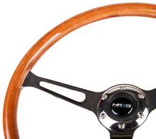 Cargar imagen en el visor de la galería, NRG Reinforced Steering Wheel (360mm) Classic Wood Grain w/Chrome Cutout 3-Spoke Center