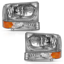 Cargar imagen en el visor de la galería, ANZO 2000-2004 Ford Excursion Crystal Headlight w/ Corner Light Chrome Amber (w/o Bulb)