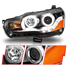 Cargar imagen en el visor de la galería, ANZO 2008-2015 Mitsubishi Lancer Projector Headlights w/ Halo Black (CCFL)