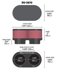 Cargar imagen en el visor de la galería, K&amp;N Filter Universal  Filter 2 3/8 inch Dual Flange 107mm C-C 3 inch Height