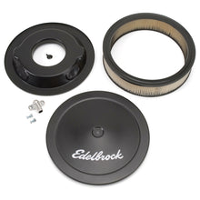 Cargar imagen en el visor de la galería, Edelbrock Air Cleaner Pro-Flo Series Round Steel Top Paper Element 14In Dia X 3 75In Dropped Base