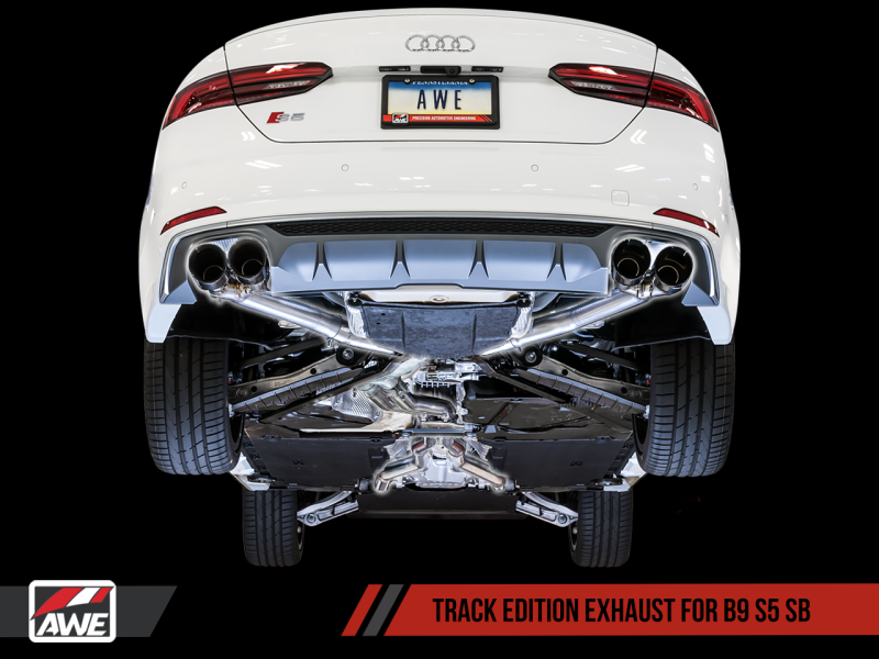 AWE Tuning Audi B9 S5 Sportback Track Edition Exhaust - Non-Resonated (Black 90mm Tips)