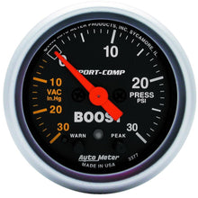 Cargar imagen en el visor de la galería, Autometer Sport-Comp 52mm 30 PSI Electronic Peak Memory/Warning Boost Gauge