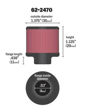 Cargar imagen en el visor de la galería, K&amp;N .315/.431 Flange 1 3/8 inch OD 1.5 inch H Clamp On Crankcase Vent Filter