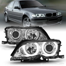 Cargar imagen en el visor de la galería, ANZO 2002-2005 BMW 3 Series E46 Projector Headlights w/ Halo Chrome