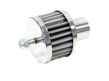 Cargar imagen en el visor de la galería, K&amp;N Steel Base Chrome Top Crankcase Vent Filter 1in OD Vent / 2in OD / 1-1/2in H Stud Mount