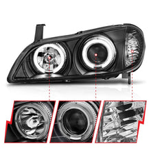 Cargar imagen en el visor de la galería, ANZO 2000-2004 Infiniti I30 Projector Headlights w/ Halo Black