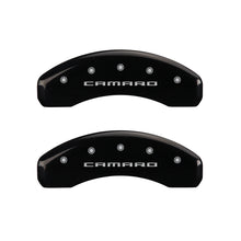 Cargar imagen en el visor de la galería, MGP 4 Caliper Covers Engraved Front &amp; Rear Gen 5/Camaro Black finish silver ch