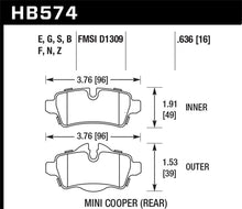 Cargar imagen en el visor de la galería, Hawk 07+ Mini Cooper DTC-60 Race Rear Brake Pads
