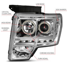 Cargar imagen en el visor de la galería, ANZO 2009-2014 Ford F-150 Projector Headlights w/ Halo Chrome (CCFL) G2