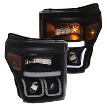 Cargar imagen en el visor de la galería, ANZO 11-16 Ford F-150 Super Duty Projector Headlights w/ U-Bar Switchback Black w/ Amber