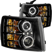 Cargar imagen en el visor de la galería, ANZO 2007-2013 Chevrolet Silverado 1500 Projector Headlights w/ Halo Black