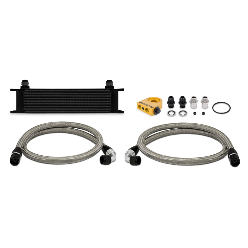 Mishimoto Universal Thermostatic 10 Row Oil Cooler Kit - Black